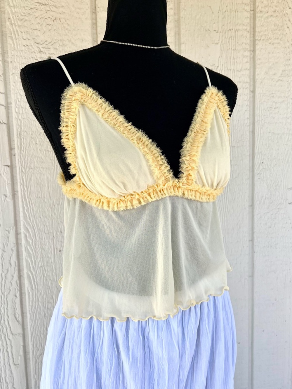 Urban Outfitters Out From Under Yellow Sheer Cami Medium Babydoll Tank - Picture 2 of 5